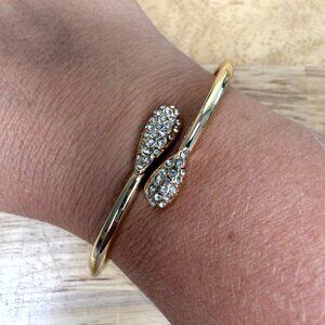 Monet Gold-Tone Hinged Bracelet With Rhinestone Embellishments & Secure Closure